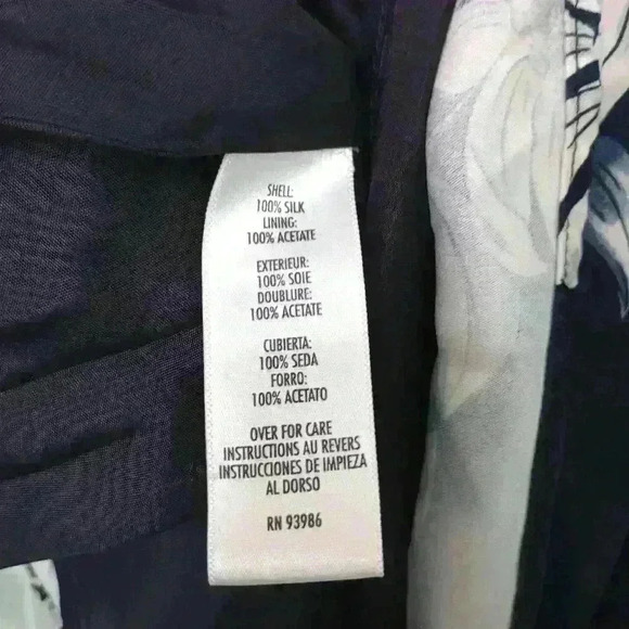 Petite Sophisticate Floral Plus Size Silk Below Knee Skirt Blue and White - Picture 9 of 9